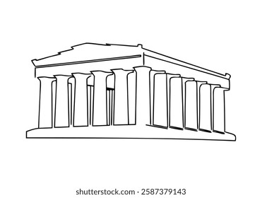 Continuous One Line Parthenon Building | Minimalist Landmark Vector Illustration