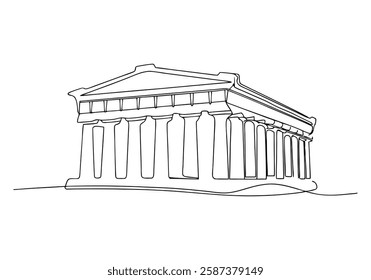 Continuous One Line Parthenon Building | Minimalist Landmark Vector Illustration