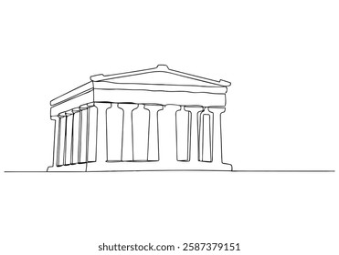 Continuous One Line Parthenon Building | Minimalist Landmark Vector Illustration