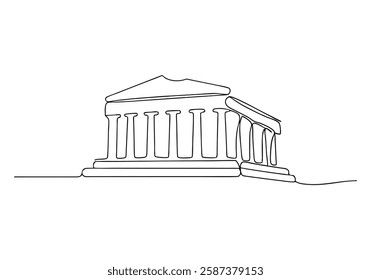 Continuous One Line Parthenon Building | Minimalist Landmark Vector Illustration