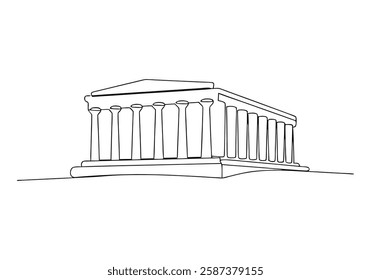 Continuous One Line Parthenon Building | Minimalist Landmark Vector Illustration