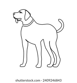 Continuous one line pet dog outline vector art drawing and world wildlife Day single line art design