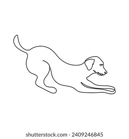 Continuous one line pet dog outline vector art drawing and world wildlife Day single line art design