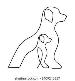 Dibujo continuo de arte vectorial de una línea de perro mascota y diseño de arte de una sola línea Día de la Vida Silvestre Mundial