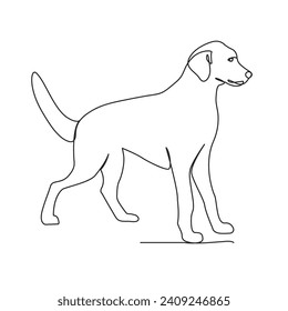 Continuous one line pet dog outline vector art drawing and world wildlife Day single line art design