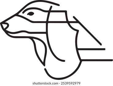 Continuous one line pet dog outline vector art drawing and world wildlife Day single line art design