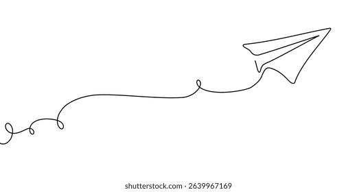Continuous one line plane art travel outline icon sketch vector illustration doodle trip. Art single line plane flight air airplane background linear aircraft fly airport path business international