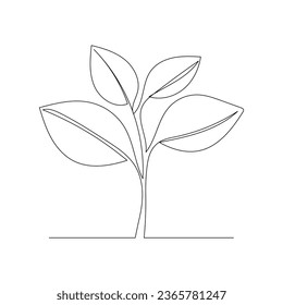 Ilustración de arte vectorial del árbol de crecimiento de una línea continua