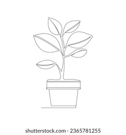 Kontinuierliche 1-zeilige Pflanzenbaum-Umriss-Vektorgrafik