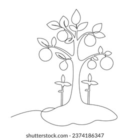Dibujo de arte vectorial en el árbol de crecimiento de una línea continua