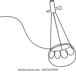 Continuous one line pohela boishakh Ektara clip art 