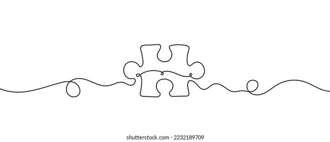 Continuous one line puzzle drawing. One line puzzle