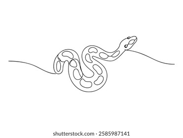 Continuous One Line Python Snake | Minimalist Reptile Vector Illustration