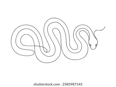 Continuous One Line Python Snake | Minimalist Reptile Vector Illustration