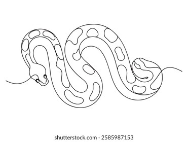 Continuous One Line Python Snake | Minimalist Reptile Vector Illustration