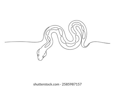 Continuous One Line Python Snake | Minimalist Reptile Vector Illustration