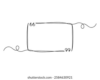 Continuous one line quote frame art isolated vector illustration on white background.