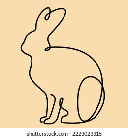 Continuous one line rabbit or Bunny. Silhouette Animal theme, symbol of 2023 by Chinese horoscope. Vector illustration new year 