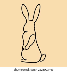 Continuous one line rabbit or Bunny. Silhouette Animal theme, symbol of 2023 by Chinese horoscope. Vector illustration new year 