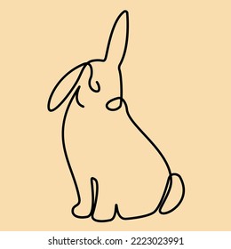 Continuous one line rabbit or Bunny. Silhouette Animal theme, symbol of 2023 by Chinese horoscope. Vector illustration new year 