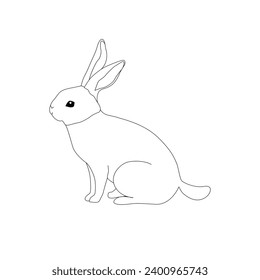 Continuous One line Rabbits outline vector art illustration