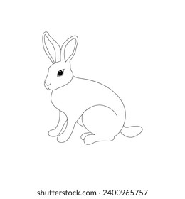 Continuous One line Rabbits outline vector art illustration