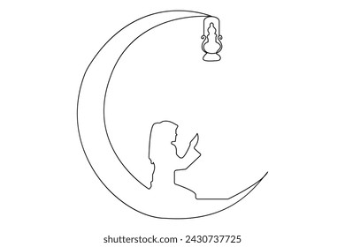 Continuous one line Ramadan symbol. mosque line concept outline vector art illustration 
