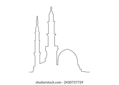 Kontinuierliche eine Linie Ramadan-Symbol. Moschee Linie Konzept Umriss Vektor-Kunst Illustration 
