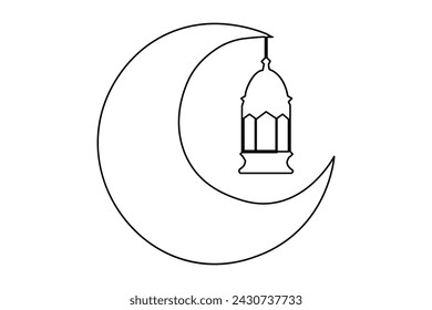 Continuous one line Ramadan symbol. mosque line concept outline vector art illustration 
