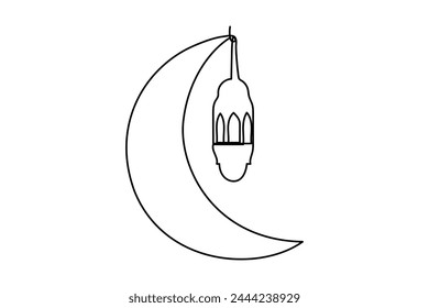 Continuous one line Ramadan symbol. mosque, Eid Mubarak, Eid Fitr vector line concept outline vector art illustration 