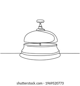 Continuous one line of reception bell in silhouette. Linear stylized. Minimal style.