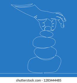 Continuous one line Rock balancing icon Single line stone balancing vector illustration concept