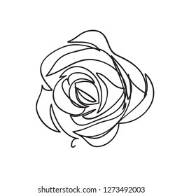 Continuous one line of rose drawing on white background. vector illustration for banner, poster, web, template, valentine's card, wedding.