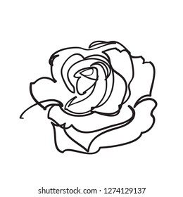 Continuous one line of rose drawing on white background. vector illustration for banner, poster, web, template, valentine's card, wedding.
