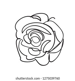 Continuous one line of rose drawing on white background. vector illustration for banner, poster, web, template, valentine's card, wedding.