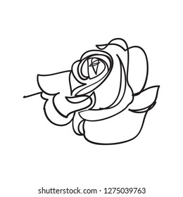Continuous one line of rose drawing on white background. vector illustration for banner, poster, web, template, valentine's card, wedding.