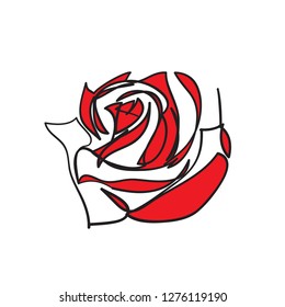 Continuous one line of rose drawing on white background. vector illustration for banner, poster, web, template, valentine's card, wedding.