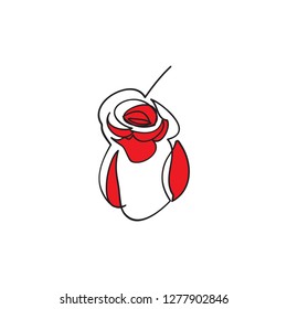 Continuous one line of rose drawing on white background. vector illustration for banner, poster, web, template, valentine's card, wedding.