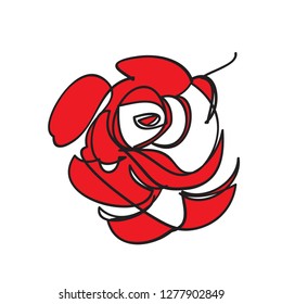 Continuous one line of rose drawing on white background. vector illustration for banner, poster, web, template, valentine's card, wedding.