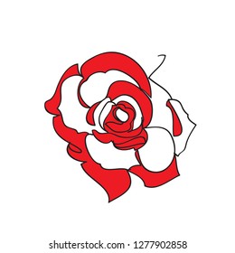 Continuous one line of rose drawing on white background. vector illustration for banner, poster, web, template, valentine's card, wedding.