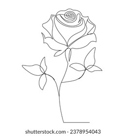 Dibujo continuo en forma de dibujo vectorial en el contorno de flor de rosa de una línea