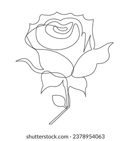 Durchgängige Vektorgrafik-Zeichnung mit einer Linie Rose