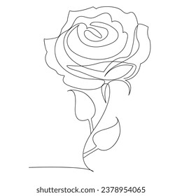 Continuous one line rose flower  outline vector art drawing