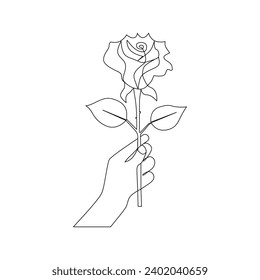 Continuous one line rose flower drawing and single  outline vector  art  illustration