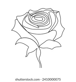 Continuous One line rose flower hand drawn outline vector art illustration and valentine's day line art design