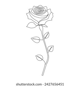 Ilustración de arte vectorial de contorno de flor de una línea continua en fondo blanco Pro Vector. 
