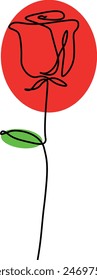 Continuous one line rose flower, minimalism. vector colorfull