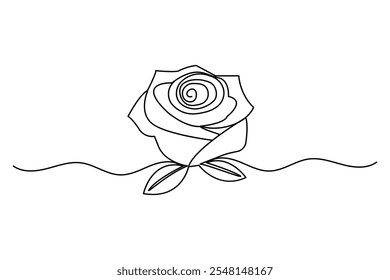 Kontinuierliche einzeilige Rose Blume Zeichnung der Kontur flache Vektorsymbol