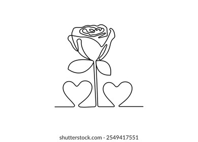 Um desenho contínuo da flor da rosa da linha do contorno ícone do vetor