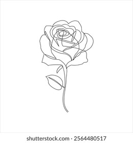 Continuous one line rose flower vector illustration of abstract design